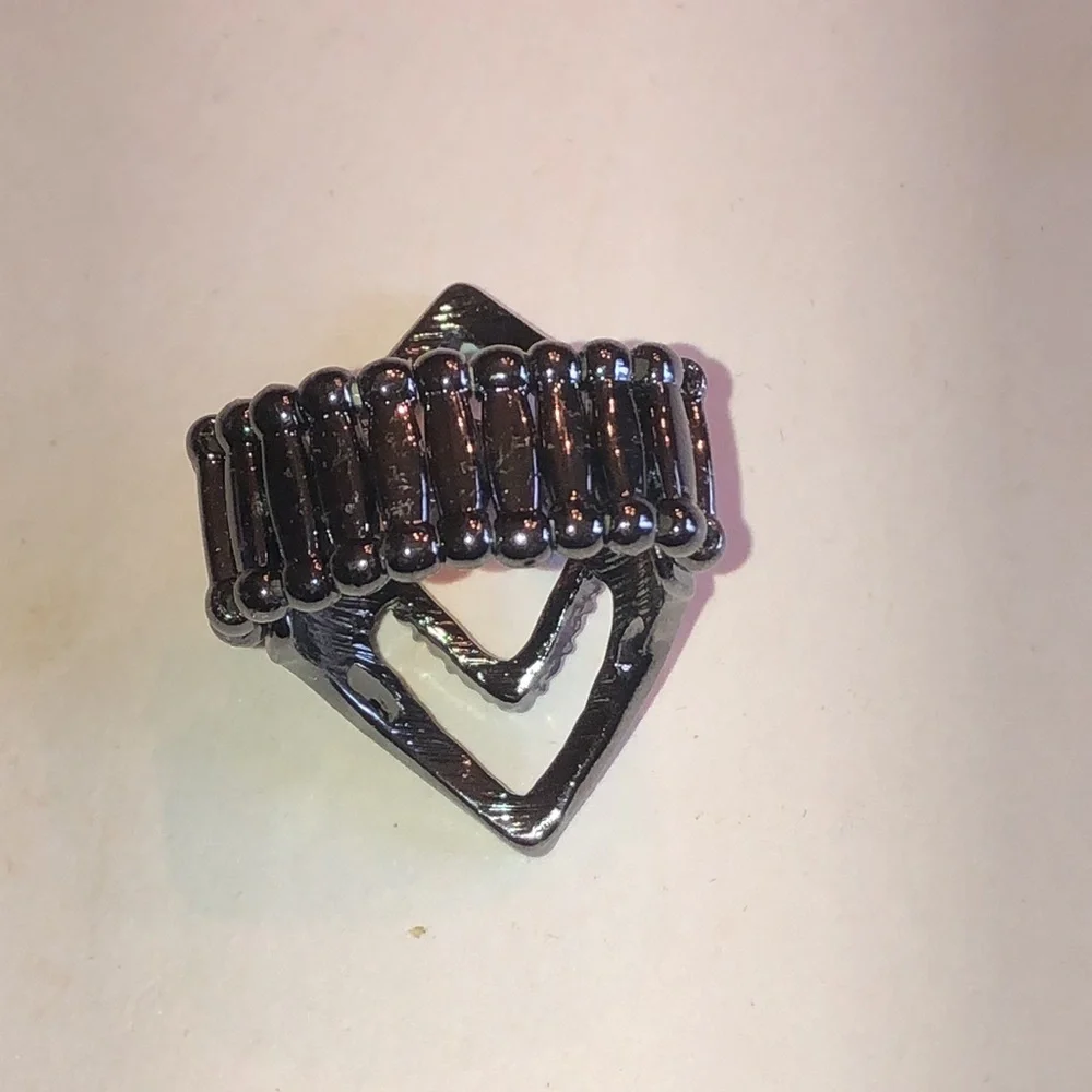 Dark Metal Geometric Rhinestone Boho Statement Ring